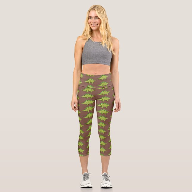 Leggings Capri Drôle stegosaurus dinosaure dessin animé (Recto)
