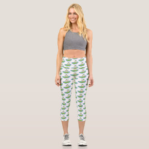 Leggings Capri Drôle tortue vague de surf dessin animé