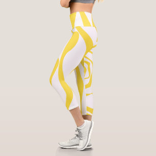 Leggings Capri Ebb et flux 4 en citron jaune et blanc