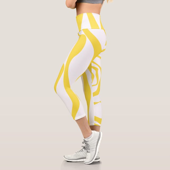 Leggings Capri Ebb et flux 4 en citron jaune et blanc (Gauche)