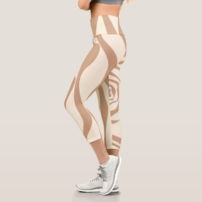 Leggings Capri Ebb et flux 4 en Tan et crème (Gauche)