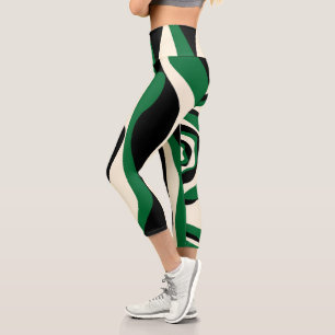 Leggings Capri Ebb et flux 4 en vert, crème et noir