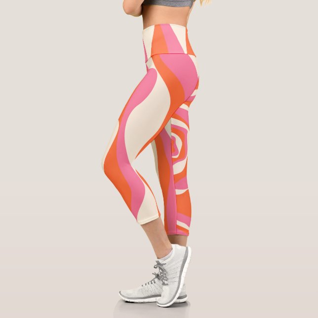 Leggings Capri Ebb et flux 4 - rose, orange et crème (Gauche)