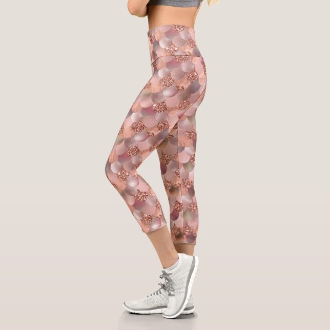 Leggings Capri Échelles de sirène rose or rose (Gauche)
