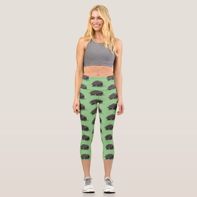 Leggings Capri Echidna mignonne avec dessin animé d'abeille (Recto)