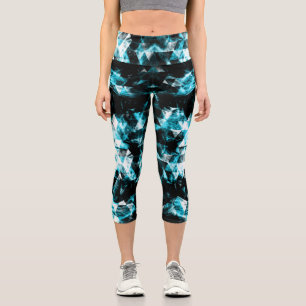 Leggings Capri Éclairage des flammes triangulaires bleues brillan