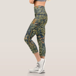 Leggings Capri Écureuil Vintage de Morris et Motif de fleurs