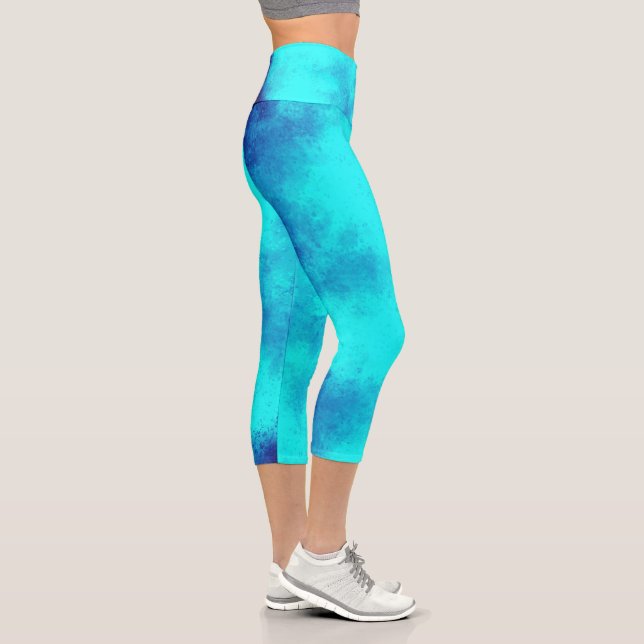 Leggings Capri Effet de nuage orageux élégant  Bleu (Droite)
