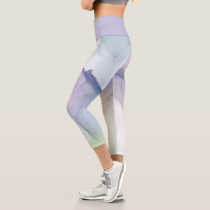 Leggings Capri effet de soie bleu clair transparent