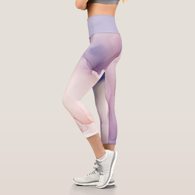 Leggings Capri effet de soie violet transparent (Gauche)