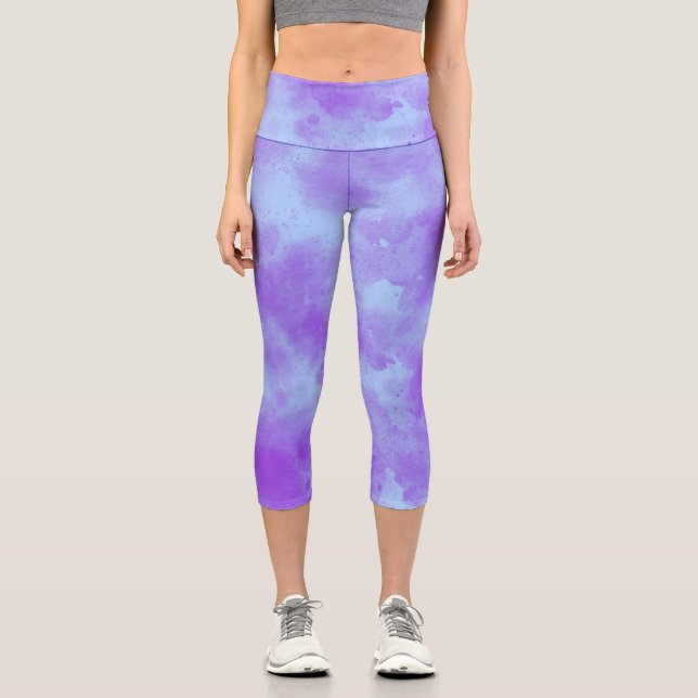 Leggings Capri Effet nuage tempête élégant bleu pourpre (Recto)