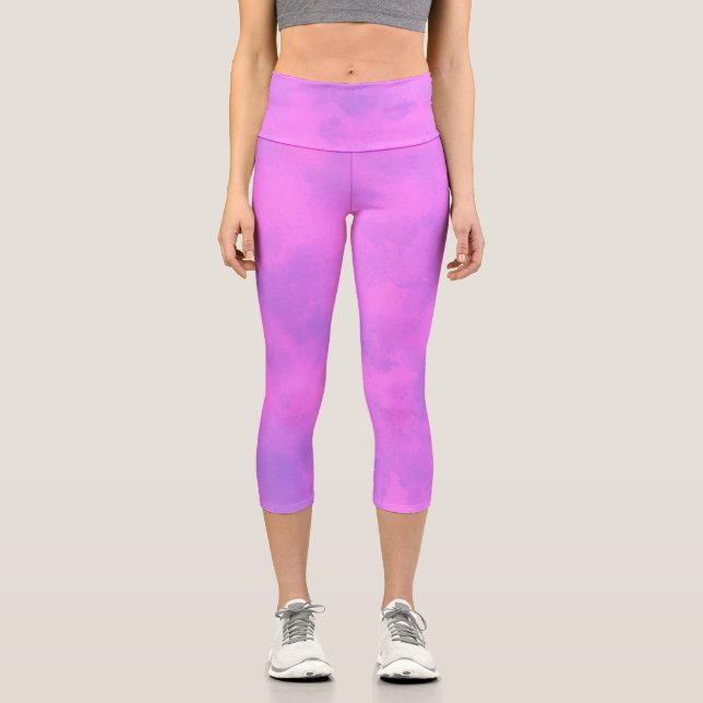 Leggings Capri Effet nuage tempête élégant rose (Recto)