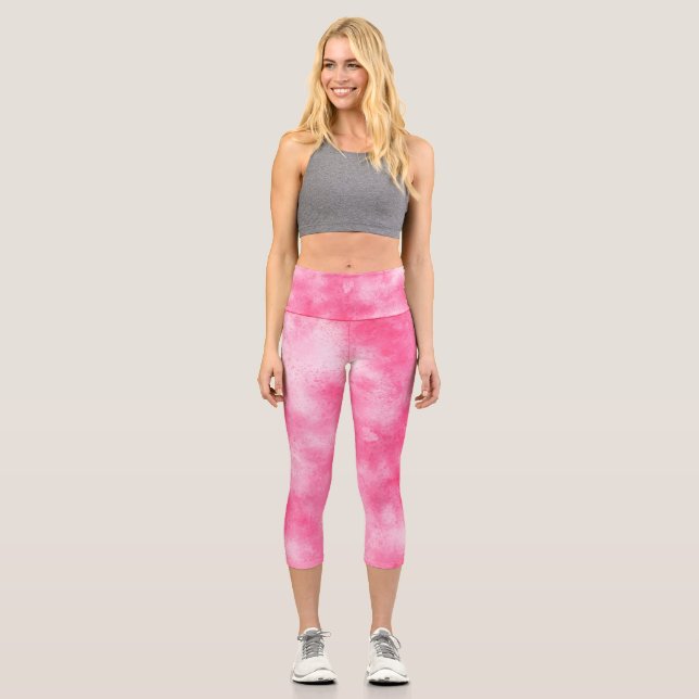 Leggings Capri Effet nuage tempête élégant rose (Recto)