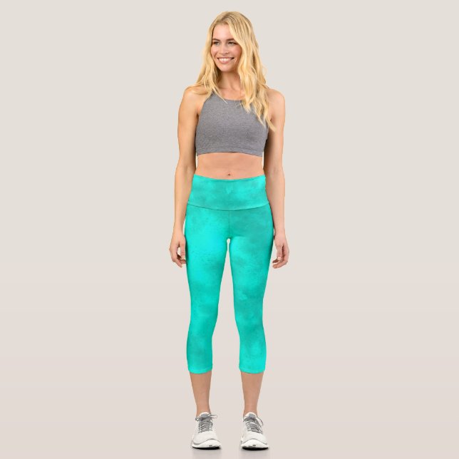 Leggings Capri Effet nuage tempête élégant Vert (Recto)