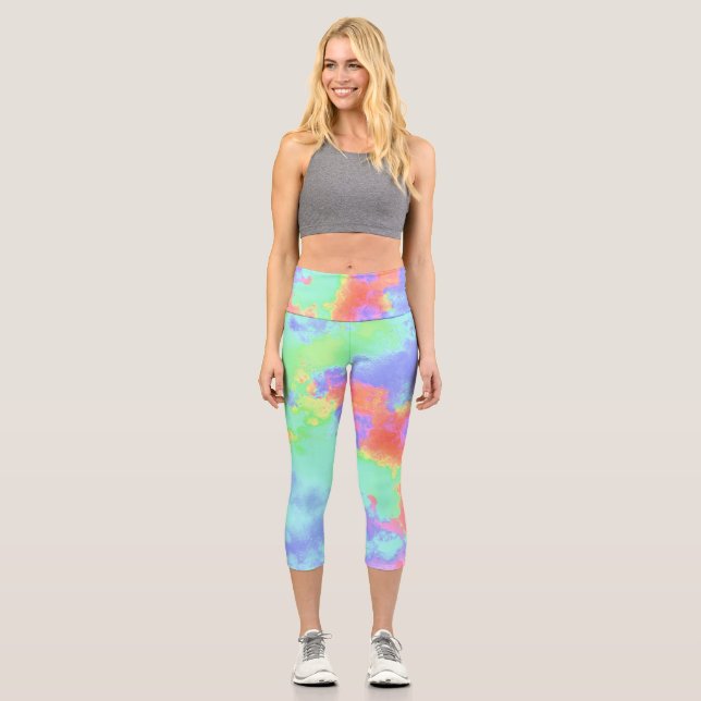 Leggings Capri Effet Peinture arc-en-ciel (Recto)