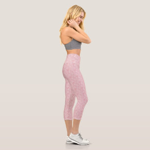 Leggings Capri Élégance de dentelle rose pâle rose et blanc
