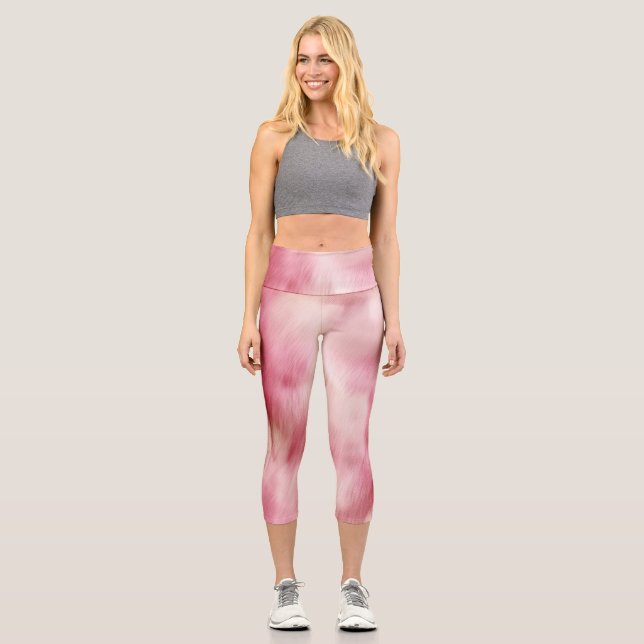 Leggings Capri Élégant animal blanc rose fille (Recto)