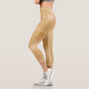 Leggings Capri Élégant Arrière - plan de la feuille d'or