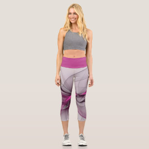 Leggings Capri Élégant Chaos Moderne Abstrait Art Fractal Rose