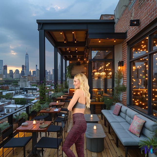 Leggings Capri Élégant Denim de Bourgogne : Personnaliser le logo (Créateur téléchargé)