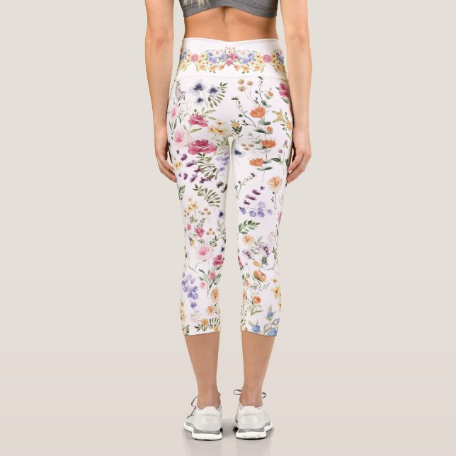 Leggings Capri Elégant Fleur sauvage Meadow Spring Floral Garden (Verso)
