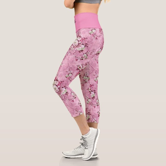 Leggings Capri Élégant Moderne Vintage tendance Floral (Gauche)