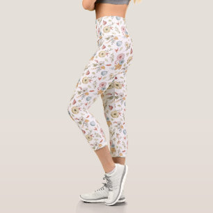 Leggings Capri Elégant Motif d'aquarelle d'automne