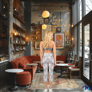 Leggings Capri Élégant motif minimaliste blanc et gris sur mesure