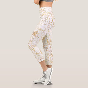 Leggings Capri Elégant Or Fleurs de Fleurs de Fleurs de Cerisier 