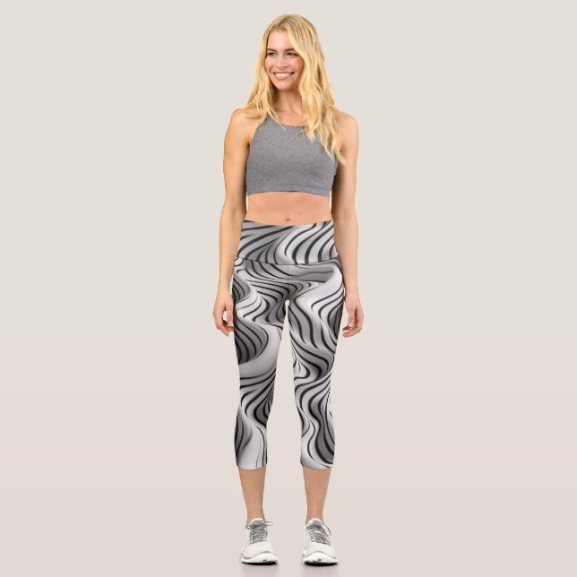 Leggings Capri Elégant Waves Fabric Design 2 (Recto)