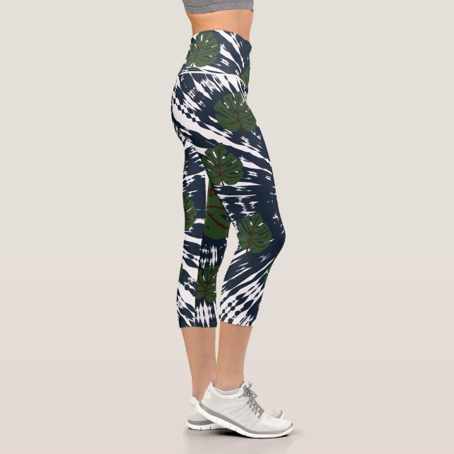 Leggings Capri Elégante Cravate classique et feuille de teint (Droite)