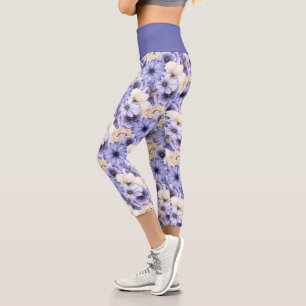 Leggings Capri Elégante Flore Motif Lilac crème