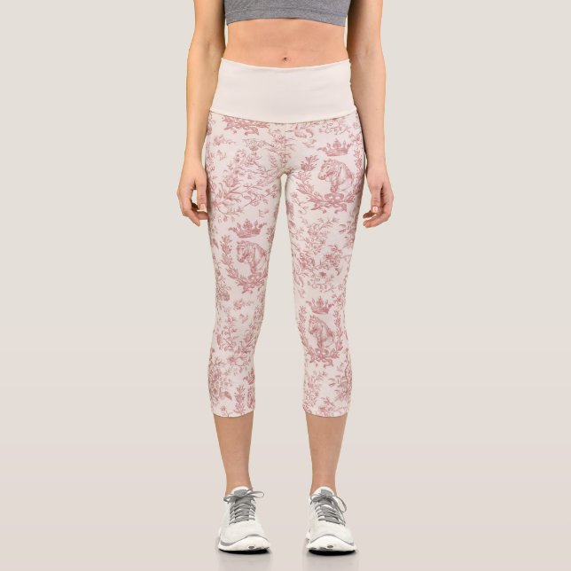 Leggings Capri Elégante toile Vintage rose beige équestre (Recto)