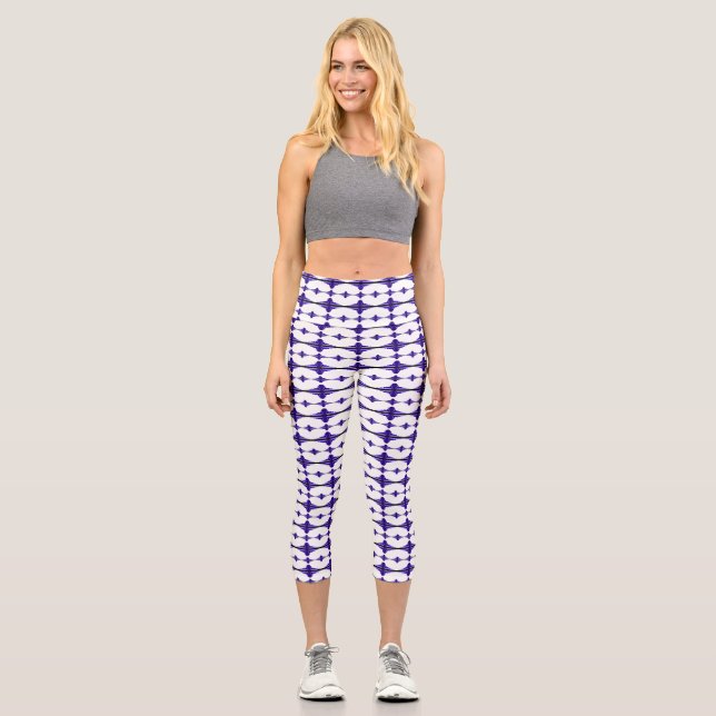 Leggings Capri Éléments Art déco dans violet profond (Recto)
