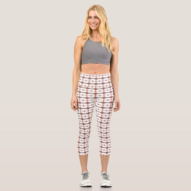 Leggings Capri Éléments Art déco en pêche pastel (Recto)