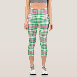 Leggings Capri Emerald Green Hot Pink Whelf Preppy Madras