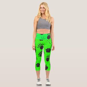 Leggings Capri Empreinte d'animaux et d'oiseaux, arrière - plan v