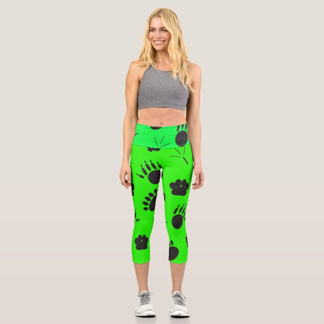 Leggings Capri Empreinte d'animaux et d'oiseaux, arrière - plan v (Recto)