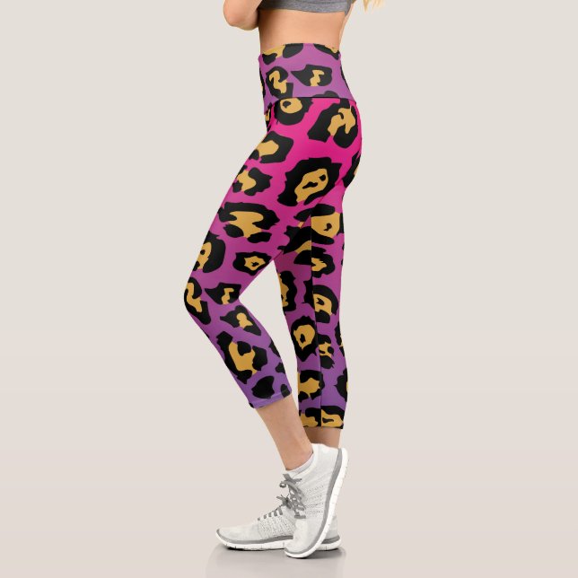 Leggings Capri Empreinte de léopard pourpre (Gauche)