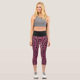 Leggings Capri Empreinte de léopard rose