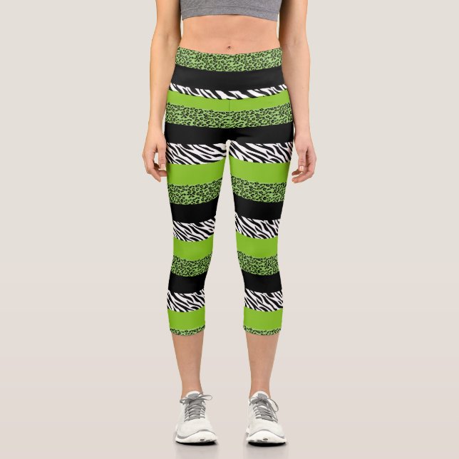 Leggings Capri Empreinte de léopard, Zebra Print, Poster de anima (Recto)