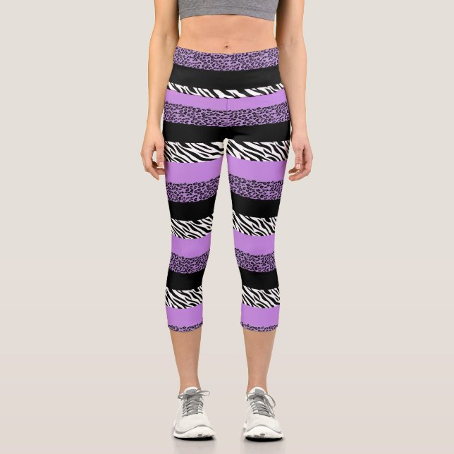 Leggings Capri Empreinte de léopard, Zebra Print, Poster de anima (Recto)