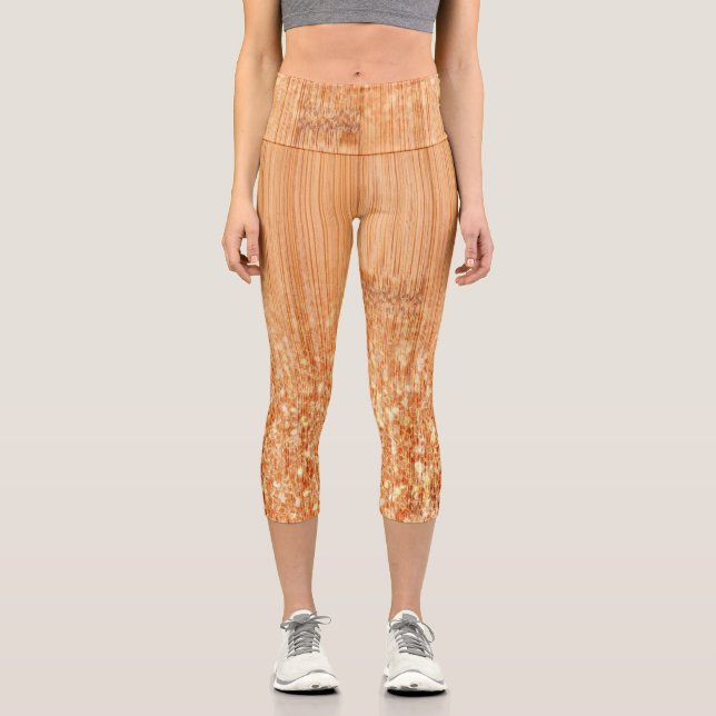 Leggings Capri Empreinte en bois de bambou orange (Recto)