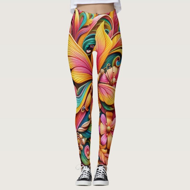 Leggings Capri en fleur vive (Devant)