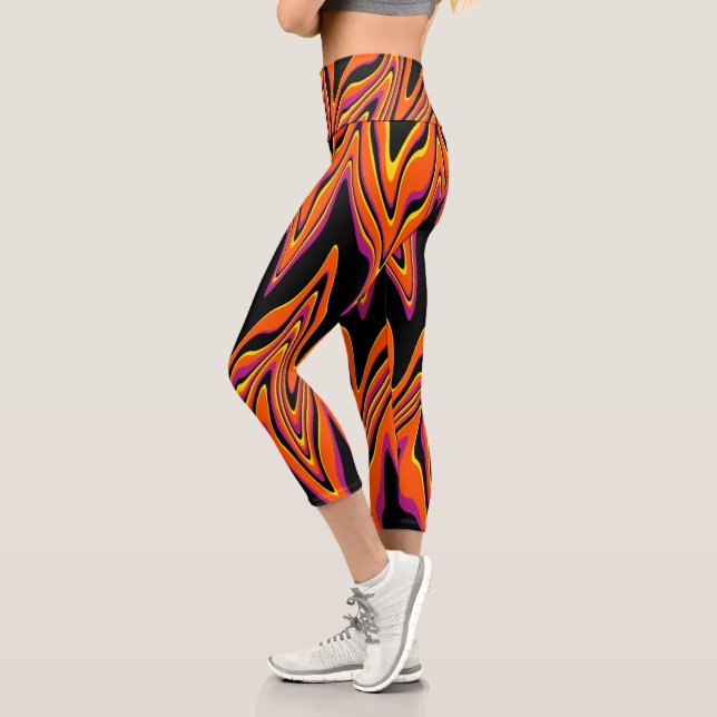 Leggings Capri En noir, rose, orange et jaune (Gauche)