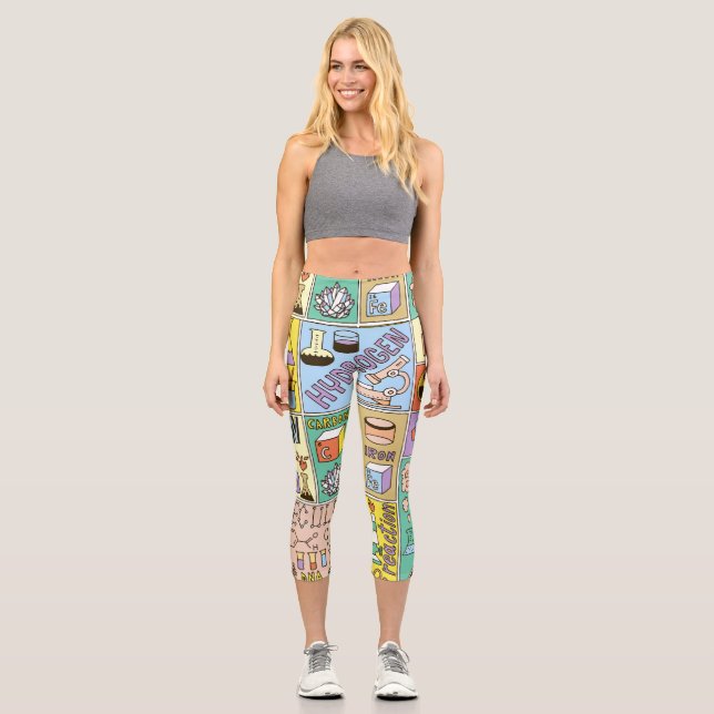 Leggings Capri Ensemble d'illustrations Vintages de la chimie (Recto)