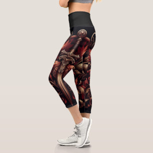 Leggings Capri Epée rouge et bronze écossais celtique