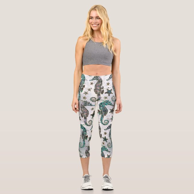 Leggings Capri Équestre de mer Starfish Abalone Motif (Recto)