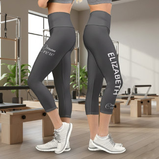 Leggings Capri Équipage Pilates Personnalisé Reformer / Tapis Gri