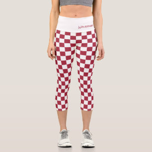 Leggings Capri Équipe sportive Spirit Check Crimson White School 